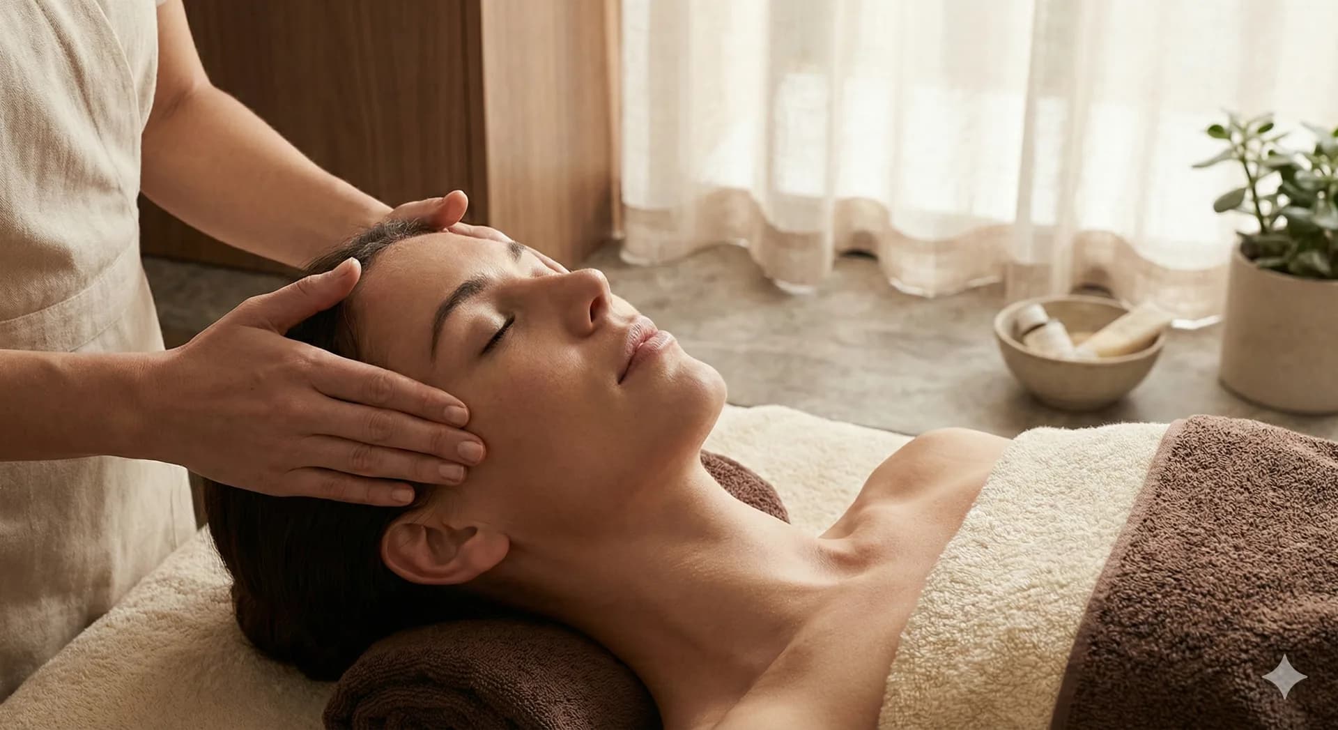 Massage facial relaxant et traitement du visage en spa